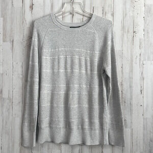 Banana Republic Sweater‎ L Womens Forever Yarn Gray Thin Long Sleeve Classic NEW